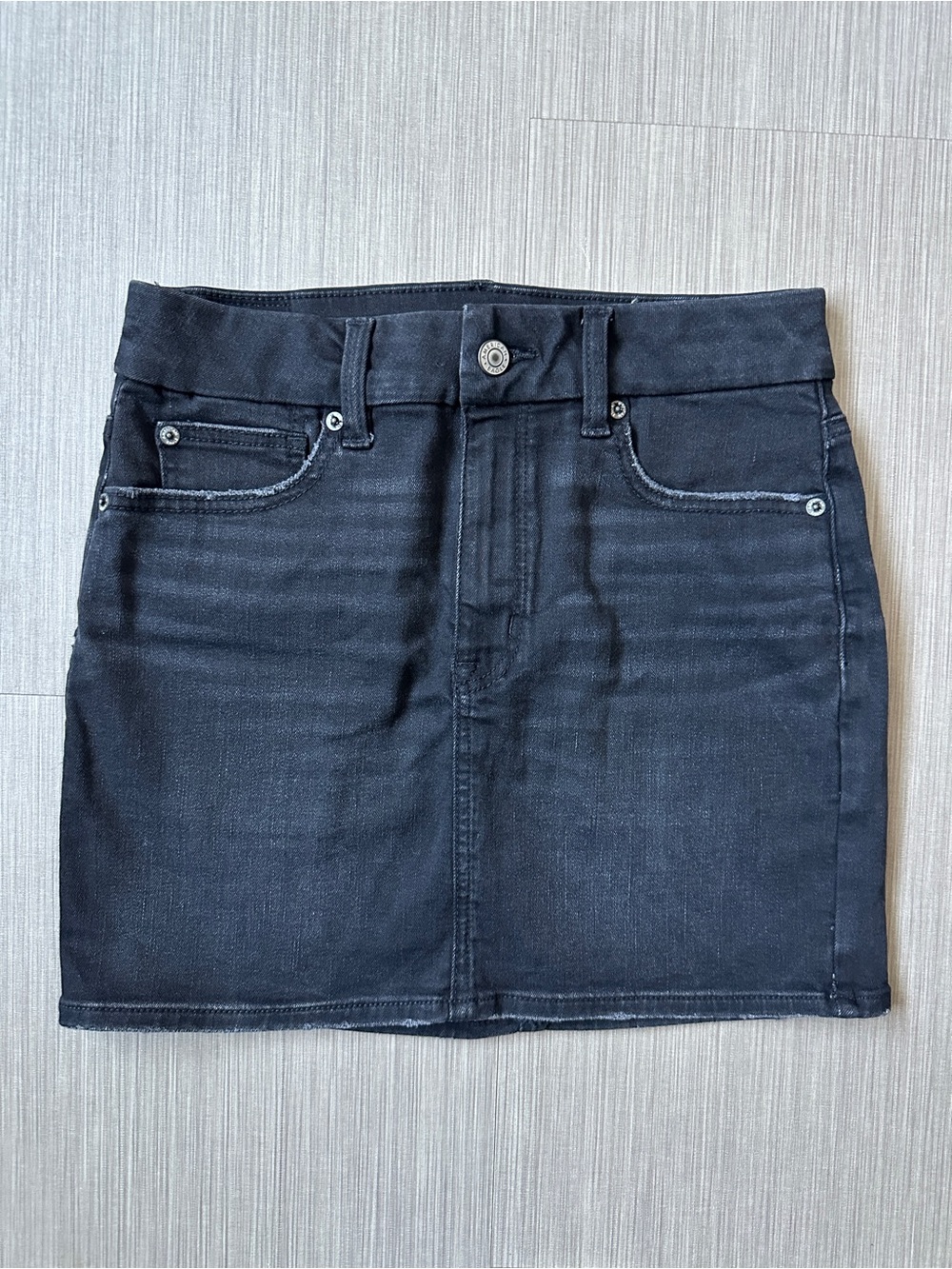 American Eagle Outfitters Curvy High Rise Black Denim Mini Skirt